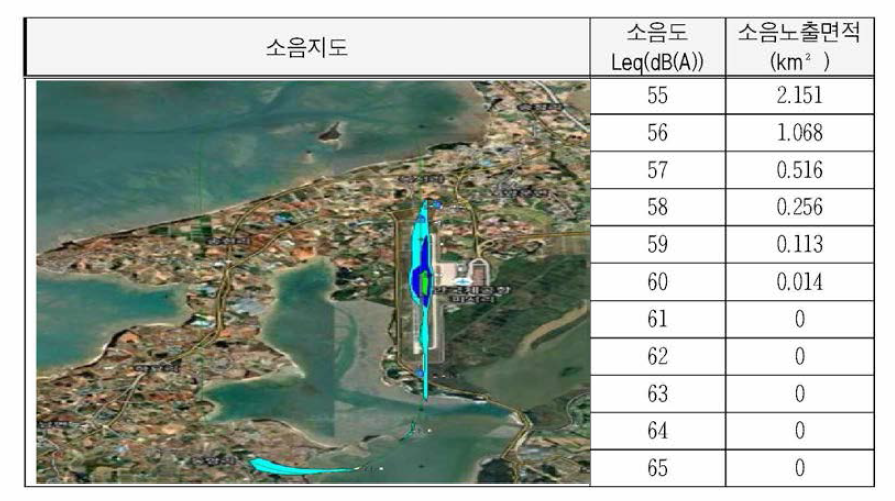 Exposure estimated area and noise level by Muan airport