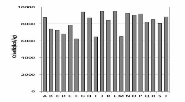 Calorific value of excavated screened combustibles