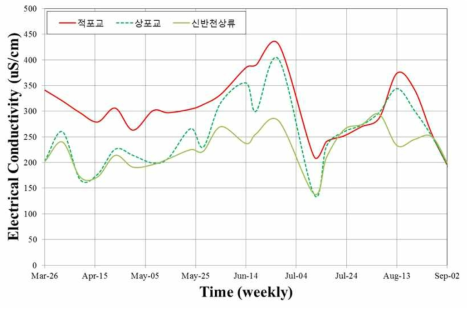 신반천 시계열 전기전도도 관측 결과