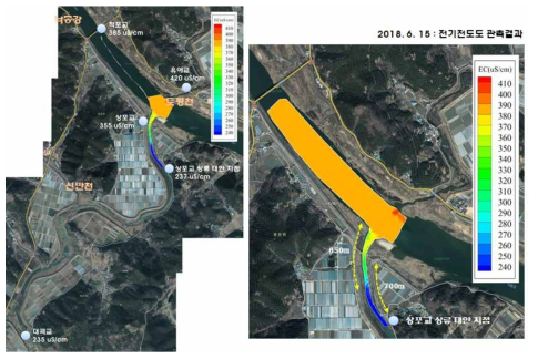 신반천 합류부 전기전도도 분포