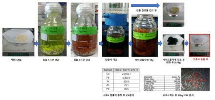 시료④로부터 유가금속 분리 회수 실험 결과