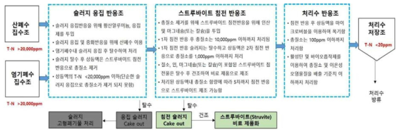 고농도 총질소가 포함된 폐수의 처리 공정 개념