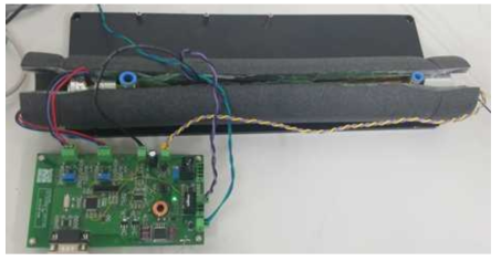 최종 제작된 CO2 NDIR Detector를 자체개발한 신호처리 보드를 이용하여 테스트하는 모습