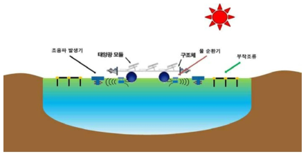 수상태양광발전, 초음파 및 물순환기를 적용한 남조류 제어과정