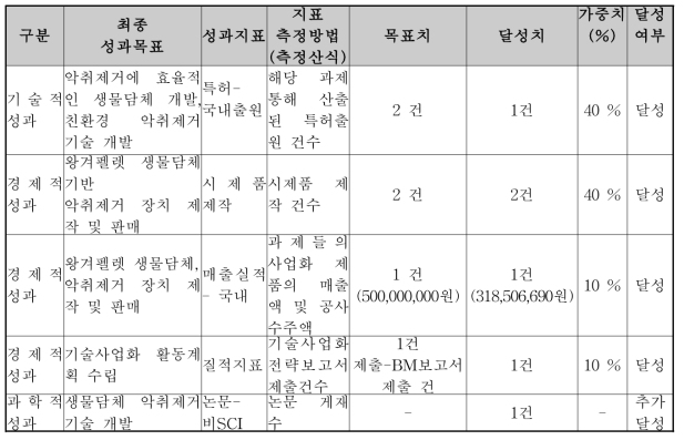 최종 성과 달성 현황