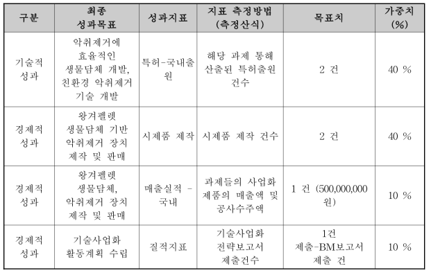 최종 성과 목표