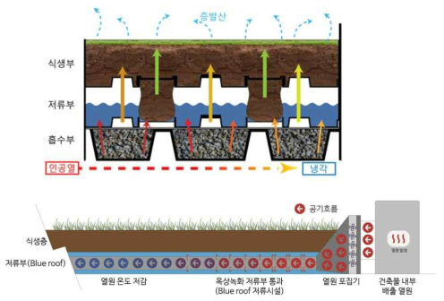 온도저감형 옥상녹화 시스템 개념도