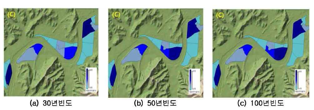 빈도별 범람면적율 분포 (C구간)