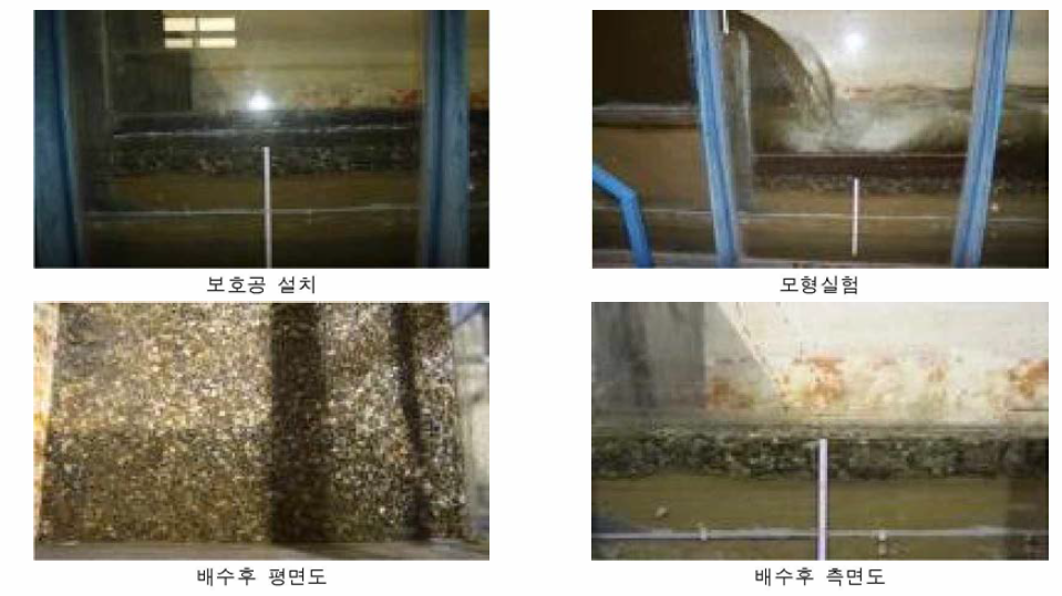 필터층을 고려한 낙차공 투수성 재료 흡출영향 실험(case 2_보호공입경 10mm)