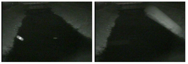 적외선 카메라에 잡힌 잡음 영상(벌레와 비산먼지)