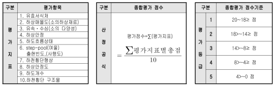 물리분야 평가항목, 종합평가 점수 및 기준(4차년도)