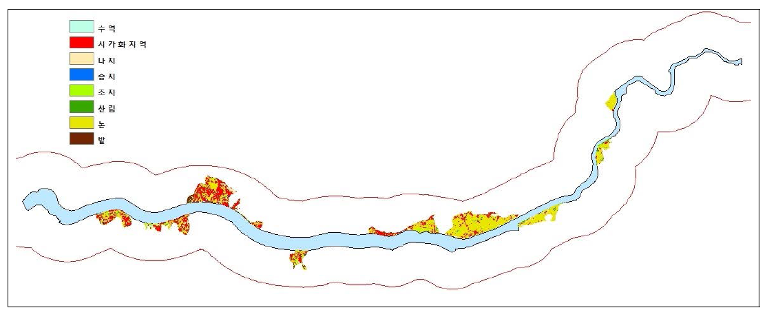 제내지 하천공간의 토지 이용도
