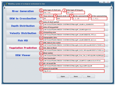 Vegetation Prediction의 입·출력 파일 및 변수 설정