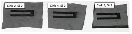 전도성 잉크의 프린팅 횟수 변화에 따른 센서 외관 변화