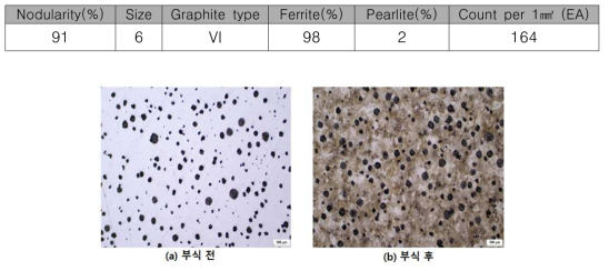 Lower shell 부품 조직 검사 결과 및 현미경 조직