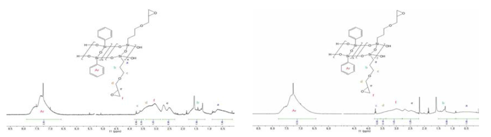 1H NMR 결과 (좌) LPS64, (우) LPS82