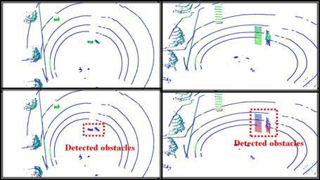 주행 경로 중 장애물 탐지 모습