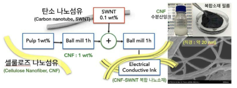 셀룰로즈 나노섬유 기반 전도성 잉크 제조 공정과 필름 표면 미세구조