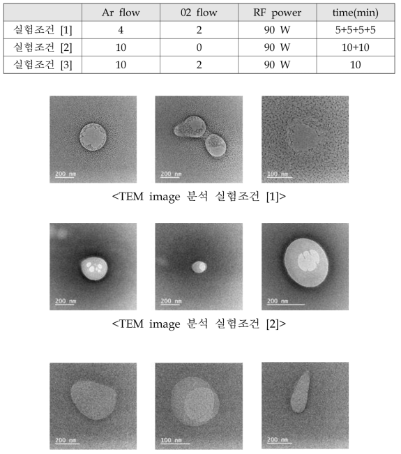 중성빔 식각 실험조건