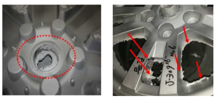 알루미늄 휠에 발생하는 기타 주조 결함