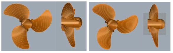 The form of conventional propeller(left) and modified propeller(right) with Fin