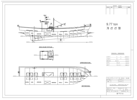 General arrangement(GA) of modified 9.77ton class fishing boat