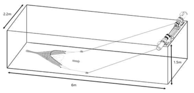schematic drawings of the experimental tank for fish behavior