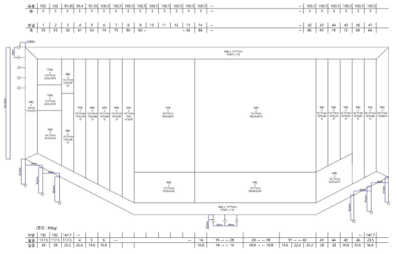 Blue print of purse seine gear model (scale 1/200) based on japanese gear