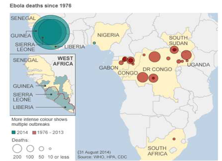 에볼라 아프리카 발병 지역