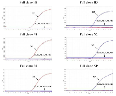 Cross-contamination test results for full clone positive standard materials