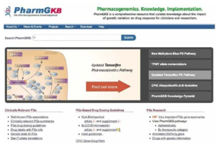 Genomic variantion으로부터 효과적인 약물 탐색을 위한는 것을 의미하는 Phamacogenomic 분석 sites (http://www.pharmgkb.org)