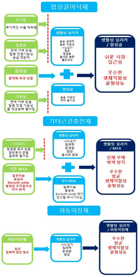 합성골이식재, 근관충전재 및 와동이장재 기술개발의 필요성 및 중요성