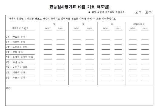 관능검사평가표