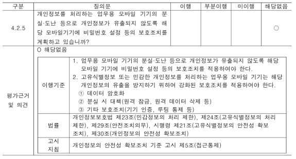 모바일기기를 통한 개인정보 처리에 따른 유출 방지