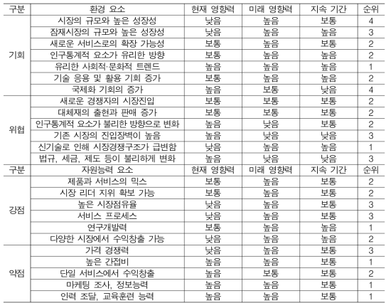 SWOT 상세 분석 결과