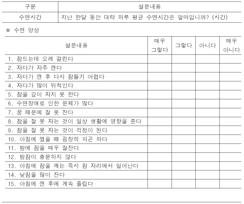 설문 수면 검사