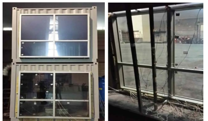 Fire test facility & double-glazed curtain wall