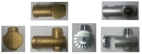 Mold product of water curtain sprinkler closed type (a) left forged product (b) right Processed product