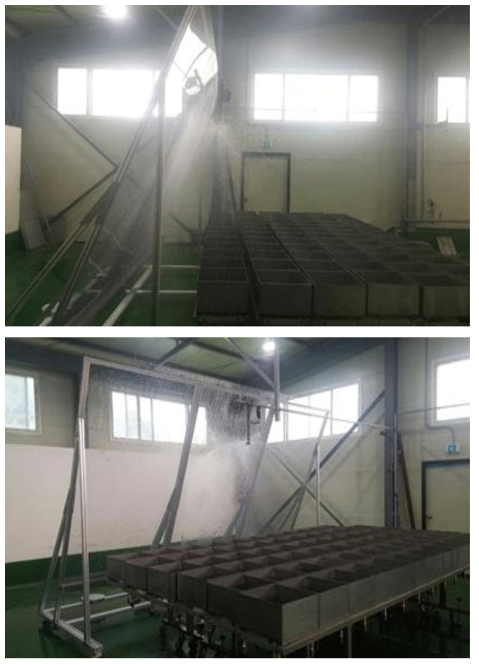 Test equipment of glass curtain wall sprinkler for tilted curtain wall structure