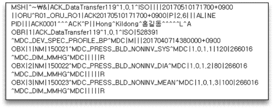 IHE DEC Profile 인증 관련 HL7 DATA