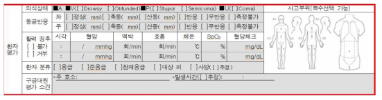 구급활동일지 환자평가-종이