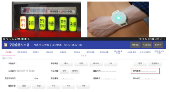 기존 MDT 시스템과 Patient ID용 비콘을 활용한 현장 도착/환자접촉시간 기입