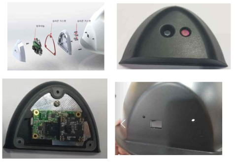 헬멧 장착 카메라부 목업 및 헬멧 인터페이스