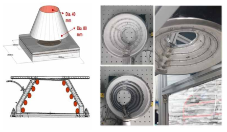 Halogen 및 Carbon heater (좌)설계도 (우)제작사진