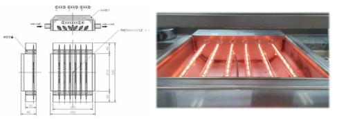발열체 제작 (좌)설계도, (우)구동사진