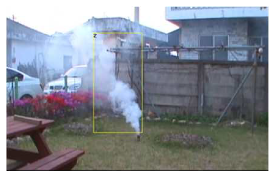 연기 알고리즘을 통한 연기 검출 예