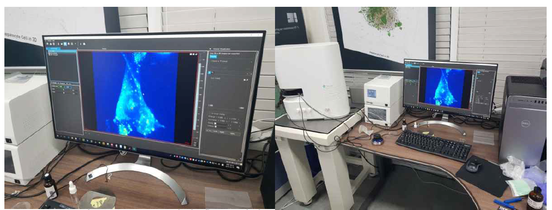 (주)토모큐브사의 홀로그래피 현미경과 운영 SW 결과물 및 시연장면
