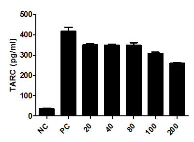 각질형성세포(keratinocyte) TARC 분비에 미치는 KIOM-MA128H의 영향