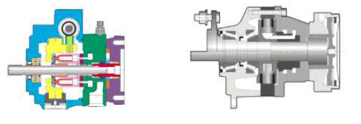 적용 예상 구동부용 HST 펌프(좌), 구동용 유압 휠모터(우)