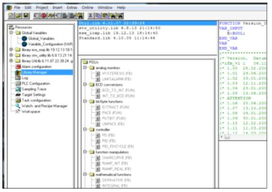 제어기 프로그램 작성 툴에 추가된 라이브러리 (CODESYS V2.3)